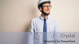  Presentation with bakground - Cool new presentation design with young-businessman-wearing-glasses backdrop and a light blue colored foreground