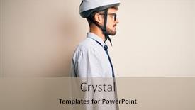  Presentation with bakground - Presentation theme with young-businessman-wearing-glasses background and a coral colored foreground