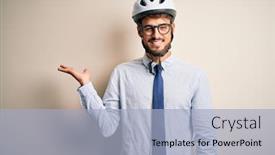  Presentation with bakground - Audience pleasing theme consisting of young-businessman-wearing-glasses backdrop and a light blue colored foreground