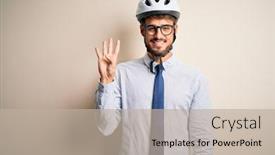  Presentation with bakground - PPT theme enhanced with young-businessman-wearing-glasses background and a mint green colored foreground