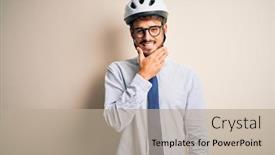  Presentation with bakground - Cool new theme with young-businessman-wearing-glasses backdrop and a coral colored foreground