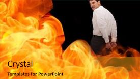  Presentation with prison - Audience pleasing PPT theme consisting of young businessman wearing handcuff backdrop and a gold colored foreground