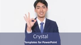  Presentation with blue - Slide deck with young-businessman-wearing-in-blue background and a ocean colored foreground