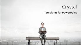  Presentation with red bow - Amazing PPT layouts having young businessman wearing red bow tie sitting on bench with book in hands backdrop and a white colored foreground