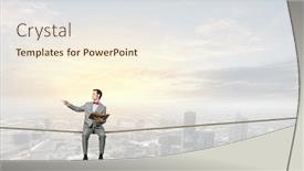  Presentation with red bow - Audience pleasing slide deck consisting of young businessman wearing red bow tie sitting on rope with opened book backdrop and a cream colored foreground