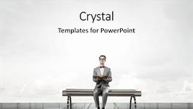  Presentation with red bow - Slide deck enhanced with young businessman wearing red bow tie sitting on bench with book in hands background and a white colored foreground