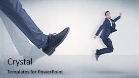  Presentation with foot pathology - PPT theme consisting of young businessman who is flying background and a light gray colored foreground