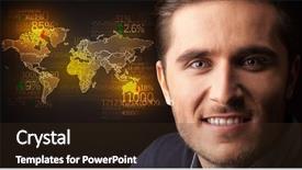  Presentation with world map - Presentation featuring young businessman with a world background and a wine colored foreground