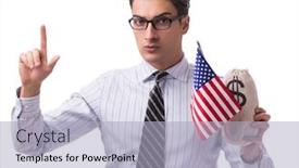  Presentation with philippine currency american period money - PPT layouts having young-businessman-with-american-flag background and a light blue colored foreground