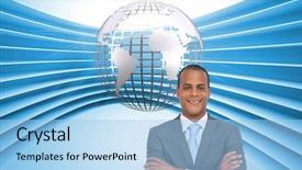  Presentation with composite - Presentation theme having young businessman with arms cross background and a light blue colored foreground