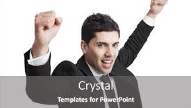  Presentation with isolated paw prints over white - Colorful PPT theme enhanced with young businessman with arms up isolated over a white background backdrop and a gray colored foreground