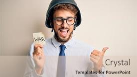  Presentation with war - PPT layouts enhanced with young-businessman-with-beard-wearing background and a lemonade colored foreground