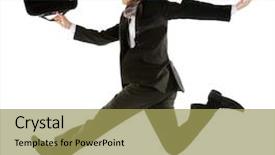  Presentation with success pic - Beautiful slide set featuring young businessman with briefcase running backdrop and a yellow colored foreground