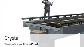  Presentation with broken bridge - Presentation consisting of young businessman with broken bridge background and a white colored foreground