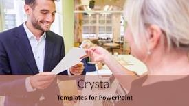  Presentation with certificate - Slides enhanced with young-businessman-with-certificate background and a coral colored foreground