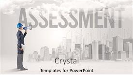  Presentation with assessment business - Cool new presentation theme with young-businessman-with-hard-hat backdrop and a light gray colored foreground