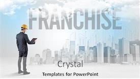  Presentation with franchise - Cool new PPT layouts with young-businessman-with-hard-hat backdrop and a white colored foreground