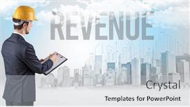  Presentation with new opportunity - Cool new PPT theme with young-businessman-with-hard-hat backdrop and a lemonade colored foreground