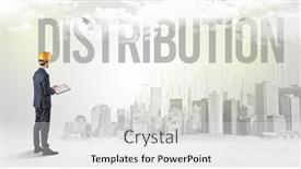  Presentation with new opportunity - Slide deck with young-businessman-with-hard-hat background and a white colored foreground