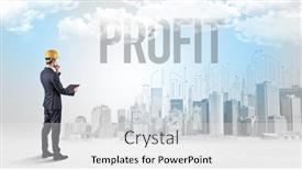  Presentation with new opportunity - Cool new theme with young-businessman-with-hard-hat backdrop and a white colored foreground