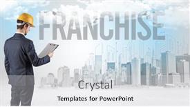  Presentation with hard work and growth - Presentation theme featuring young-businessman-with-hard-hat background and a white colored foreground