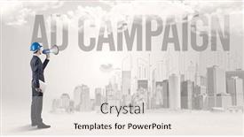  Presentation with hat - Presentation design consisting of young-businessman-with-hard-hat background and a light gray colored foreground