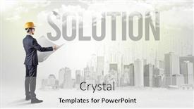  Presentation with hat - Presentation enhanced with young-businessman-with-hard-hat background and a light gray colored foreground