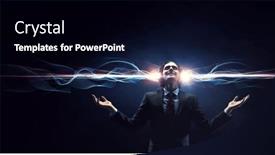  Presentation with headphones - Slide deck having young-businessman-with-headphones-mixed background and a  colored foreground