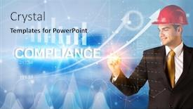  Presentation with compliance - Amazing PPT layouts having young-businessman-with-helmet-drawing backdrop and a light blue colored foreground