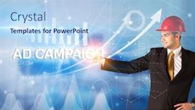  Presentation with campaign - Cool new PPT layouts with young-businessman-with-helmet-drawing backdrop and a light blue colored foreground