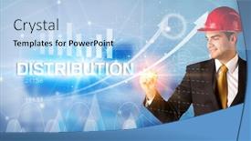  Presentation with distribution - Colorful slides enhanced with young-businessman-with-helmet-drawing backdrop and a light blue colored foreground