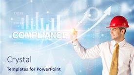  Presentation with compliance - Audience pleasing slides consisting of young-businessman-with-helmet-drawing backdrop and a sky blue colored foreground