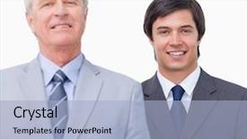  Presentation with mentor - Theme featuring young businessman with his mentor against a white background background and a light blue colored foreground