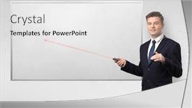  Presentation with pointer - Amazing PPT theme having young businessman with laser pointer and copyspace white blackboard backdrop and a white colored foreground
