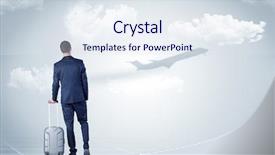  Presentation with walking young wild jaguar - Beautiful PPT theme featuring young businessman with luggage walking backdrop and a sky blue colored foreground