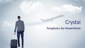  Presentation with walking young wild jaguar - Slides consisting of young businessman with luggage walking background and a sky blue colored foreground