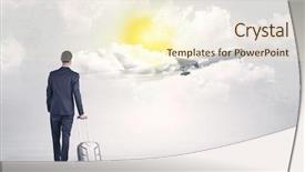  Presentation with walking young wild jaguar - PPT theme having young businessman with luggage walking background and a cream colored foreground