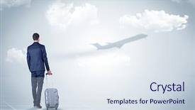  Presentation with walking young wild jaguar - Amazing presentation theme having young businessman with luggage walking backdrop and a  colored foreground