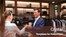  Presentation with retail - Audience pleasing slide deck consisting of young businessman with seller backdrop and a tawny brown colored foreground