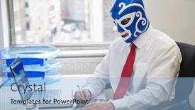  Presentation with wrestling - PPT theme having young-businessman-working-in-office background and a light blue colored foreground