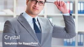  Presentation with office - Slide set featuring young-businessman-working background and a gray colored foreground