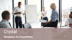  Presentation with whiteboard - Colorful PPT theme enhanced with young businessmen explaining financial data backdrop and a gray colored foreground