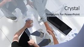  Presentation with how to make puto - Presentation theme having young businessmen make a deal background and a light blue colored foreground