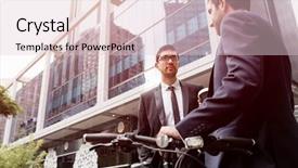  Presentation with scooty bike - Amazing slide set having young businessmen with a bike backdrop and a  colored foreground