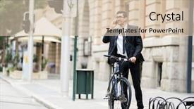  Presentation with bike engine - Colorful PPT layouts enhanced with young businessmen with a bike backdrop and a lemonade colored foreground