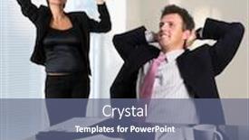  Presentation with current - Cool new presentation theme with good team - young businesspeople are very happy backdrop and a ocean colored foreground