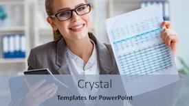  Presentation with accountant - Cool new slide set with young-businesswoman-accountant-working backdrop and a light blue colored foreground