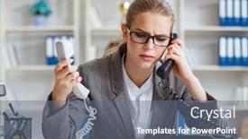  Presentation with accountant - Cool new slides with young-businesswoman-accountant-working backdrop and a ocean colored foreground