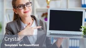  Presentation with accountant - Beautiful theme featuring young-businesswoman-accountant-working backdrop and a gray colored foreground