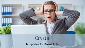  Presentation with accountant - Slide deck enhanced with young businesswoman accountant working in the office background and a light blue colored foreground